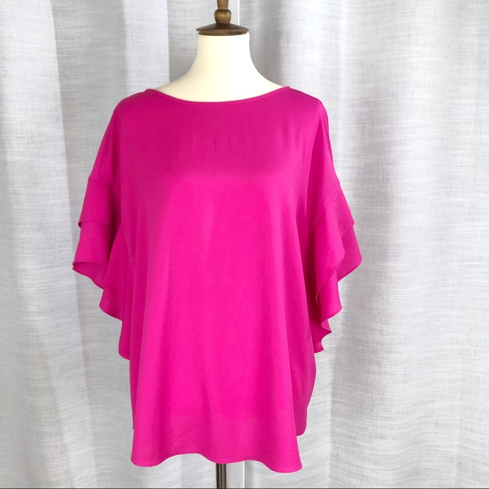 Chico’s hot Pink Flutter sleeve blouse sz 3(XL/16)